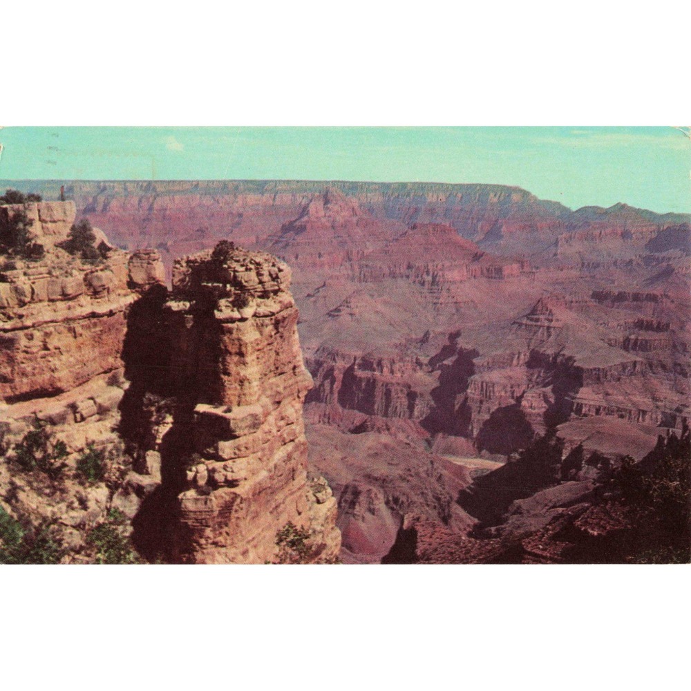 Vtg Grand Canyon National Park Moran Point Postcard Fred Harvey 1968 Postmark